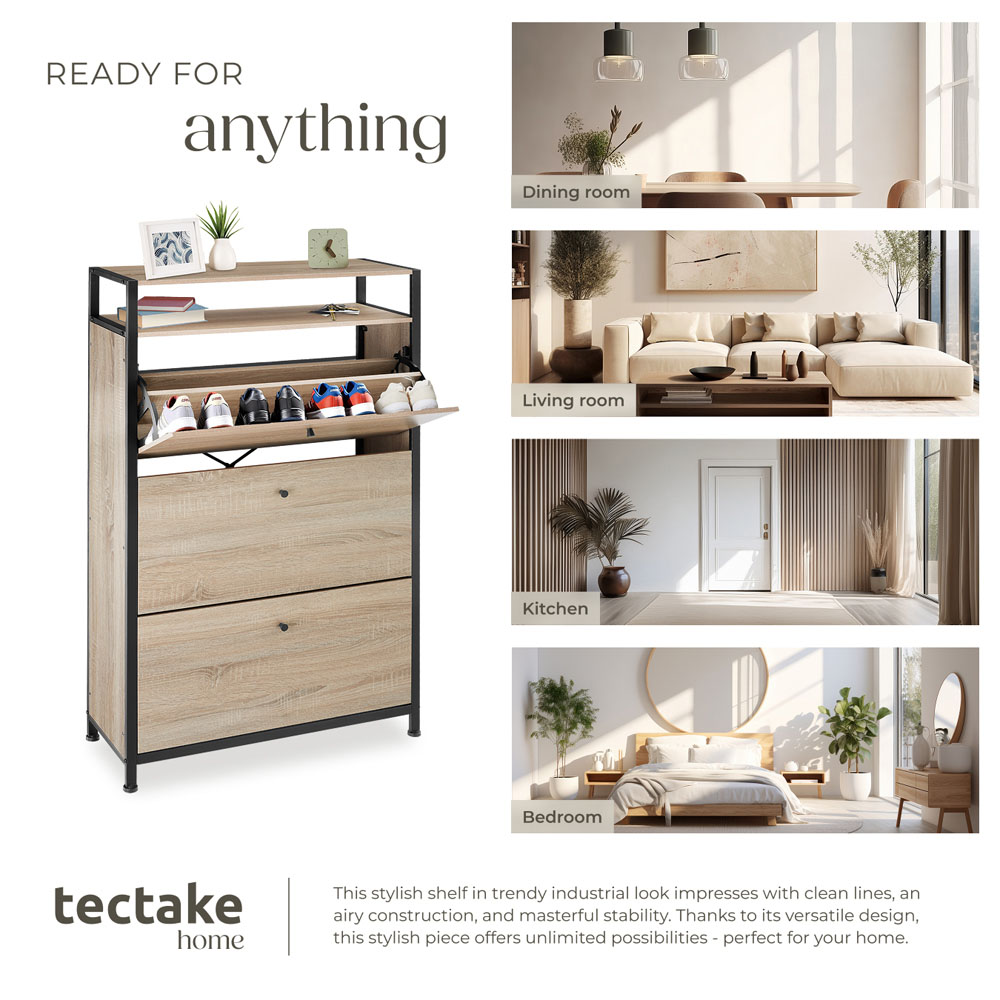 Tectake Single Shelf 3 Tilt Drawer Oak Wood Light Slim Storage Rack 32 x 81cm Image 7