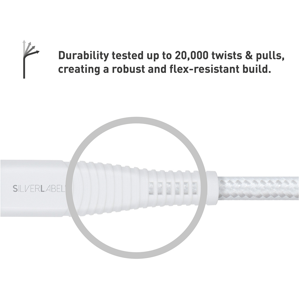 SilverLabel White USB-C to Lightning Braided Cable 2m Image 7