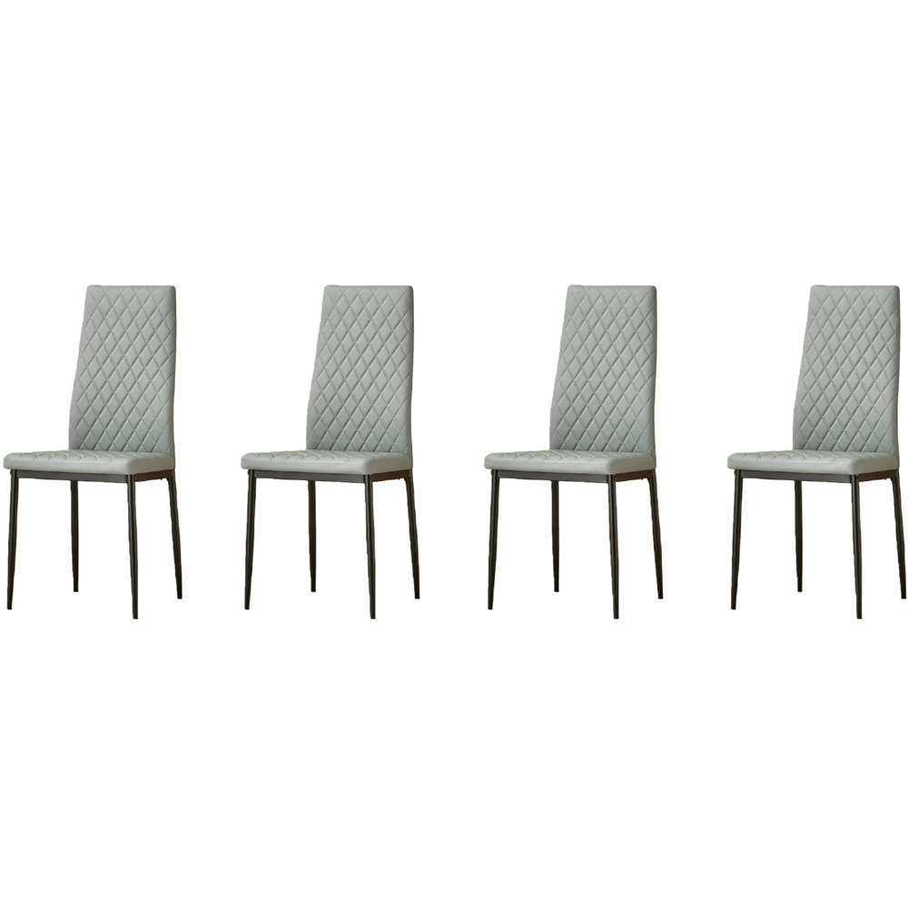 Indoor Living Emily 4 Seater Leather Marble Top Dining Set Grey Image 3
