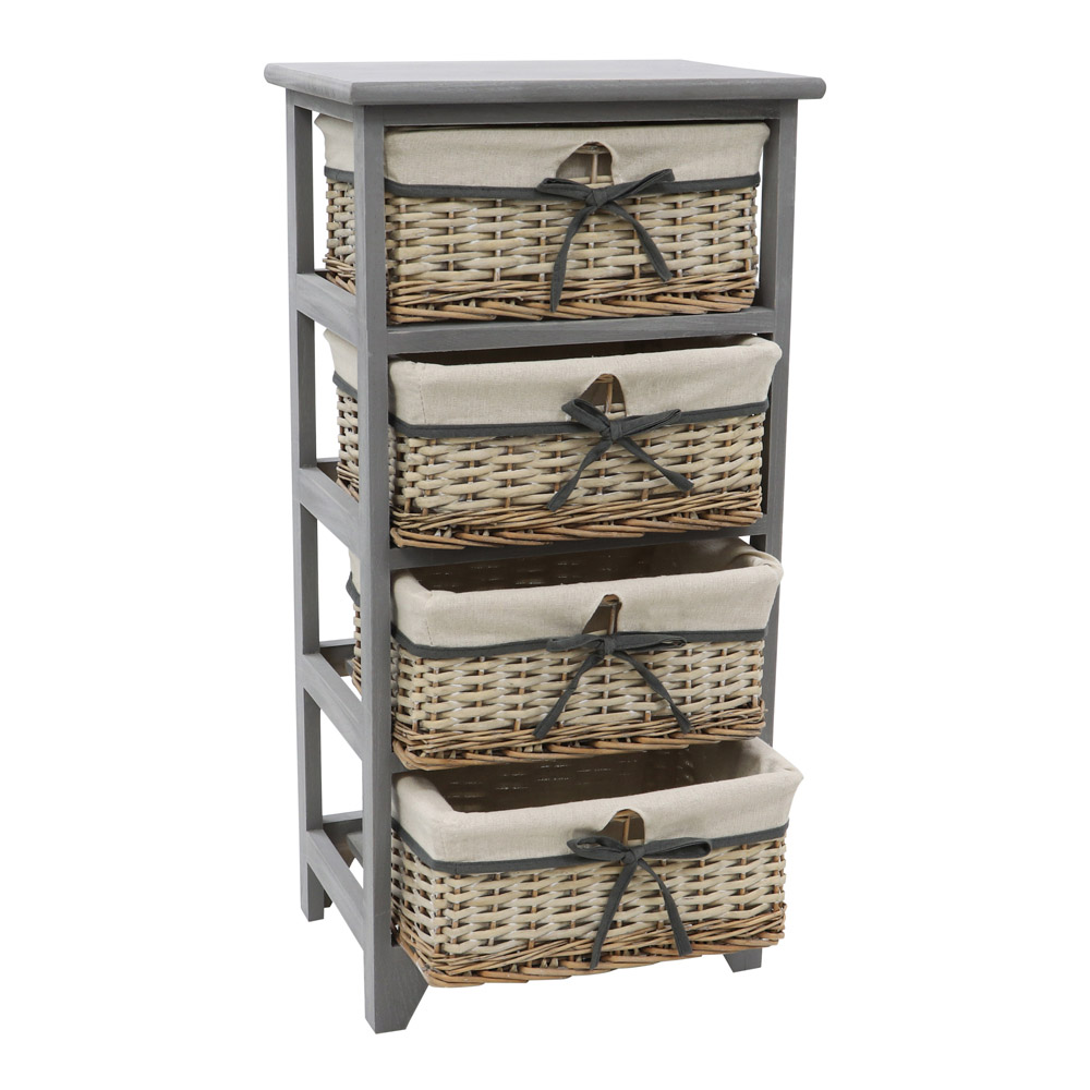 JVL Sherborne Matt Grey 4 Drawer Tall Willow Storage Unit Image 3