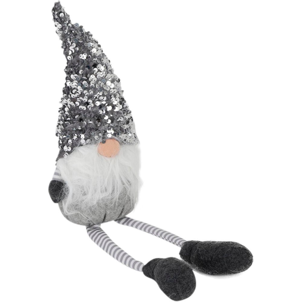 Alpine Lodge Silver Sequin Sitting Gonk Ornament Image