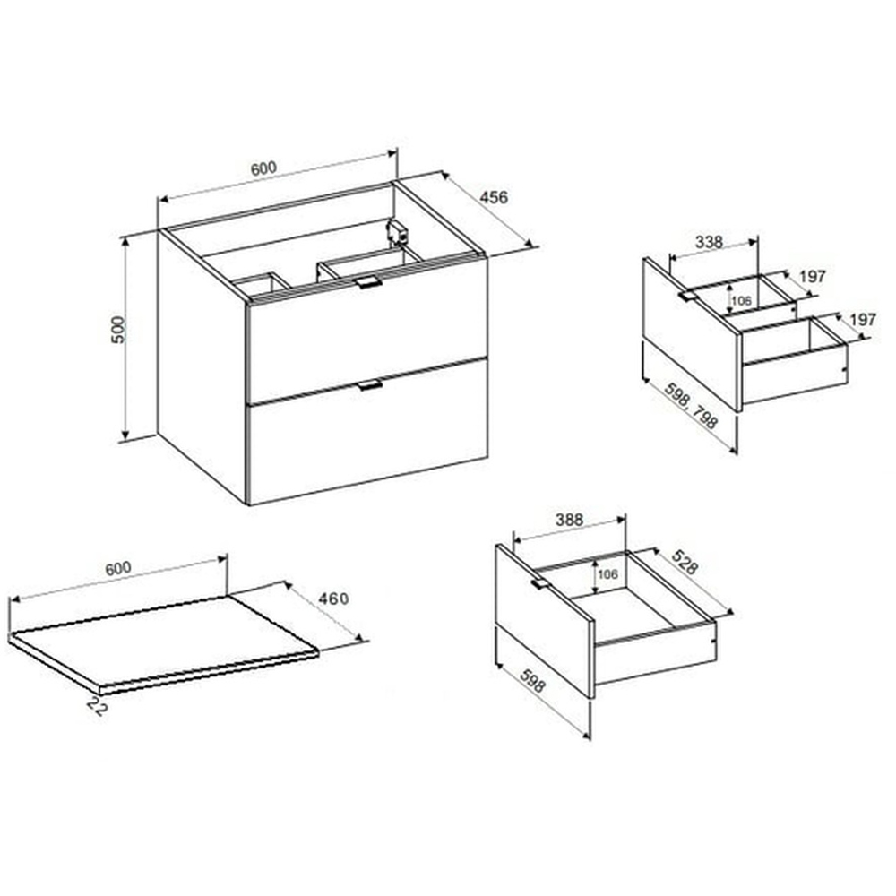 Impact Furniture Dalia 2 Drawer Beige Wall Hung Countertop Vanity Unit 600mm Image 9