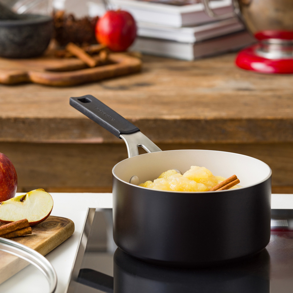 KitchenAid Coloured 16cm Matte Black Aluminium Saucepan with Lid Image 8