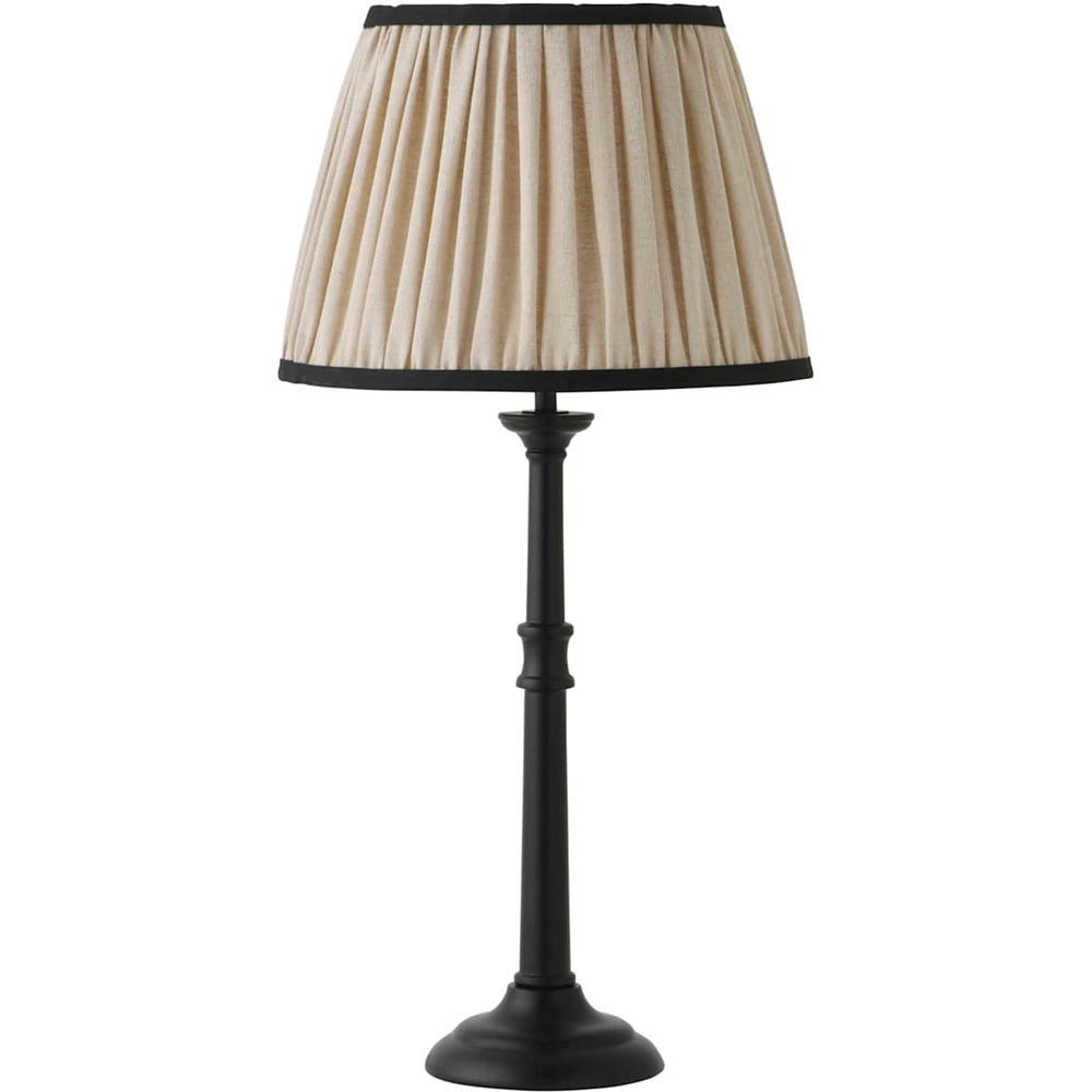 ValueLights Clara Linen Pleated Shade Black Candlestick Table Lamp with Bulb Image 1