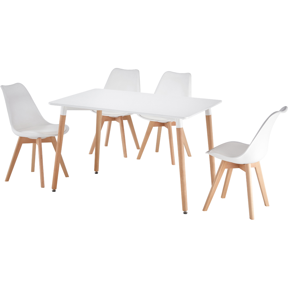 Comfy Living 4 Seater Rectangular Dining Set White Image 2