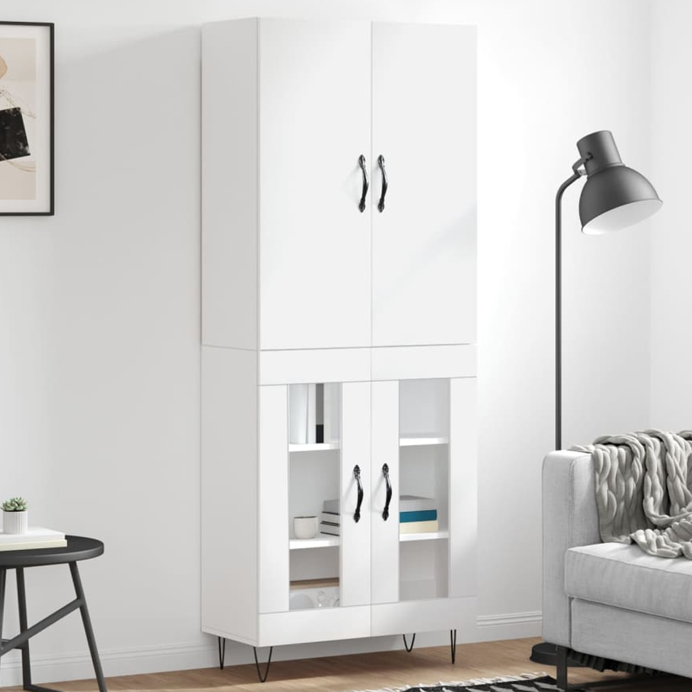 vidaXL 4 Door White Highboard with Adjustable Shelves Image
