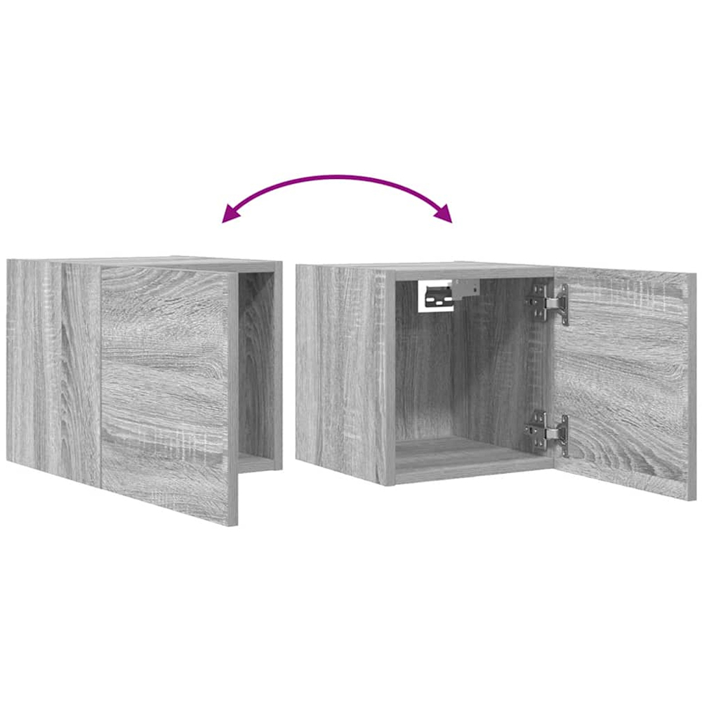 vidaXL Single Door Grey Sonoma Wall Mounted TV Cabinet Image 7