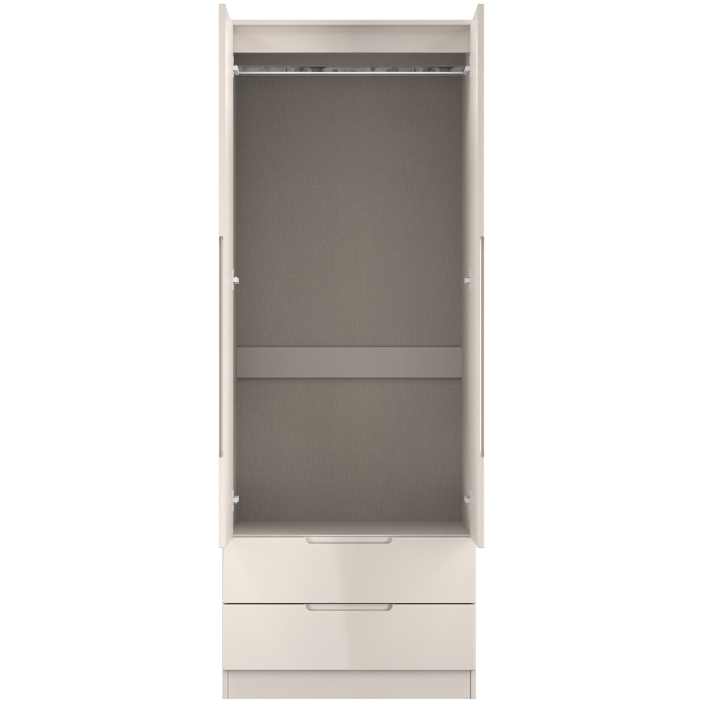 Crowndale Milan 2 Door 2 Drawer Kashmir Gloss and Kashmir Tall Wardrobe Ready Assembled Image 7