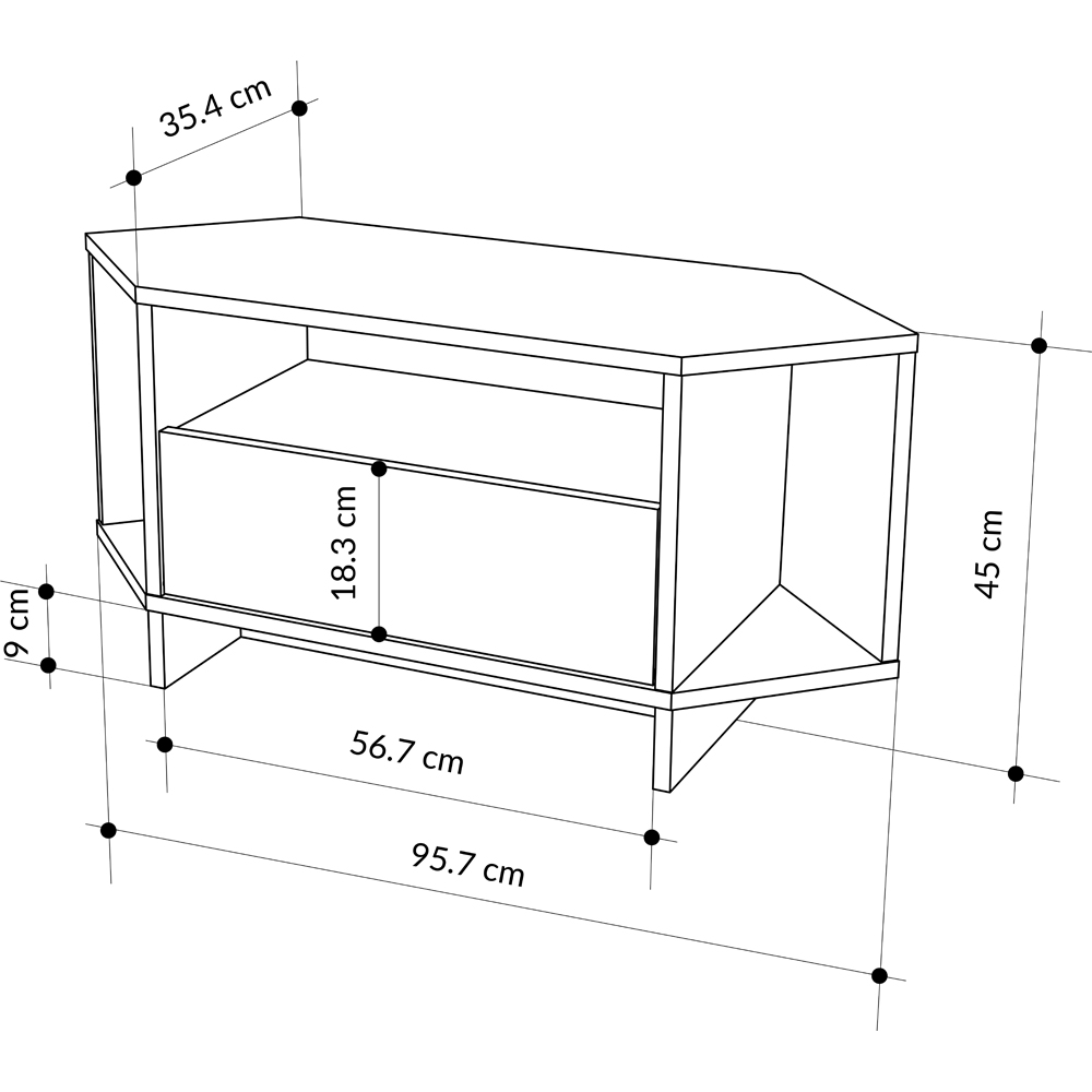 Decortie Viva 3 Shelf Single Cabinet Ash Green Finish Modern Corner TV Stand Image 7