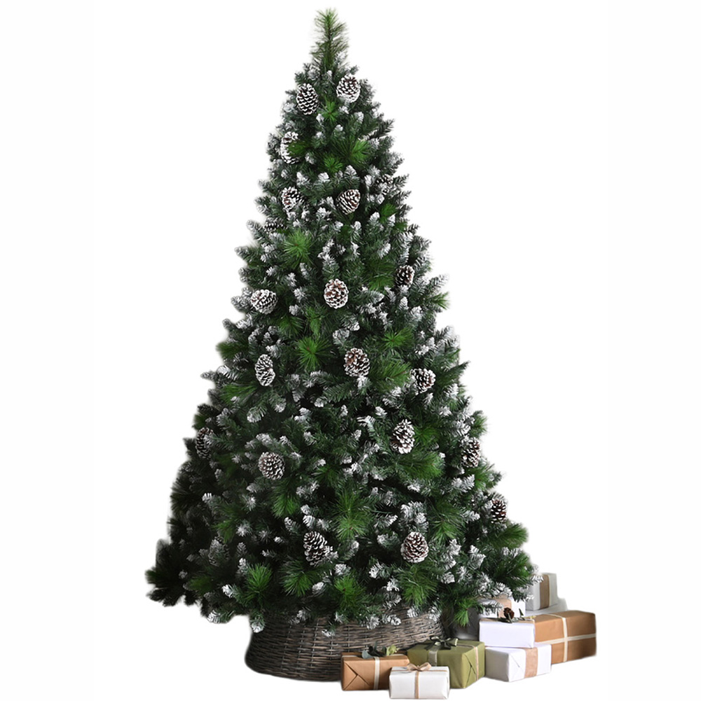 Festive Grand River Snow Flocked Pine Artificial Christmas Tree with Metal Base 6.9ft Image 1