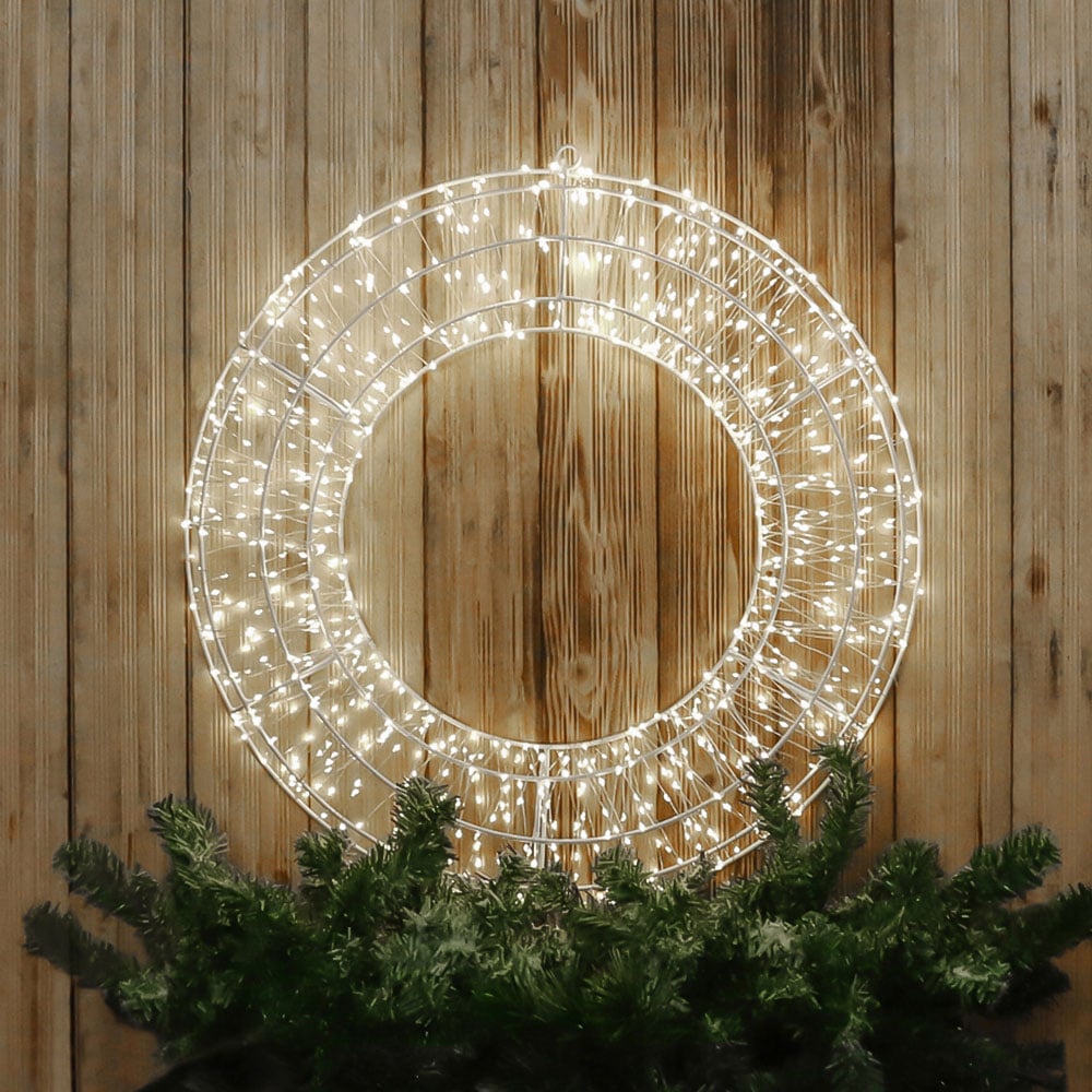 Xmas Haus Cool White LED Metal Wreath 50cm Image 2