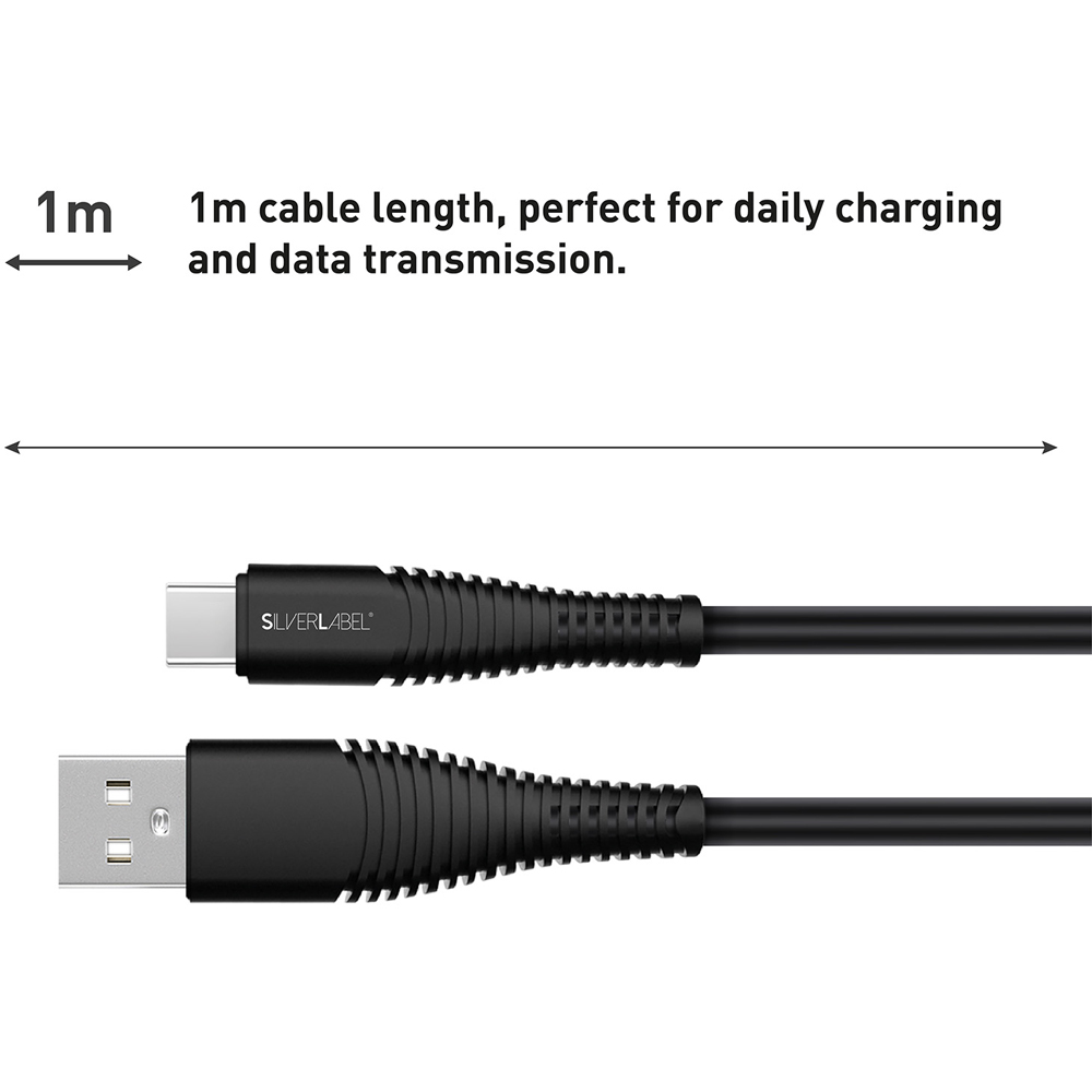 SilverLabel Black USB-A to USB-C Cable 1m Image 3