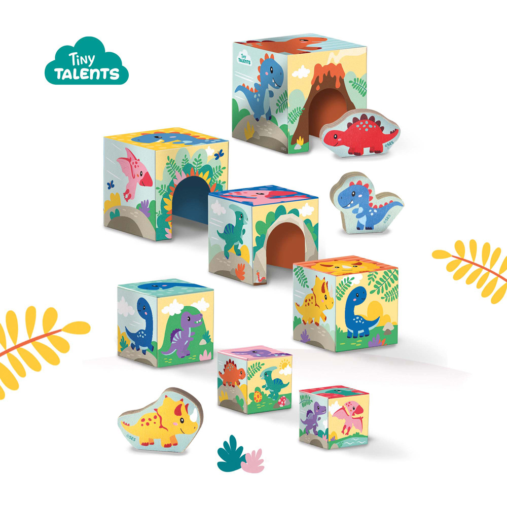 SES Creative Tiny Talents 7-Piece Dinosaur Stacking Blocks Tower Set Image 3