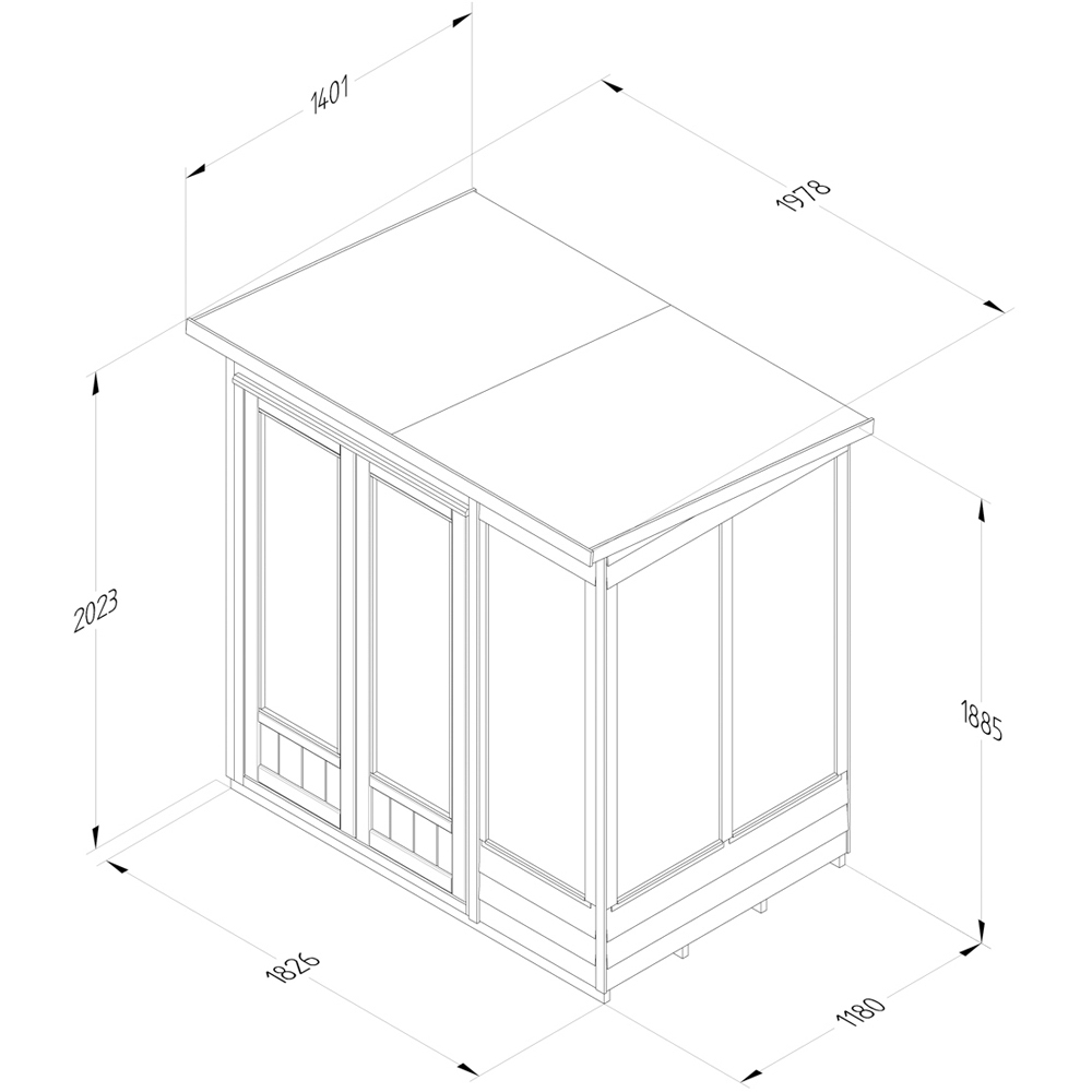 Forest Garden 6 x 4ft 4LIFE Double Door 5 Window Pent Summerhouse Image 9
