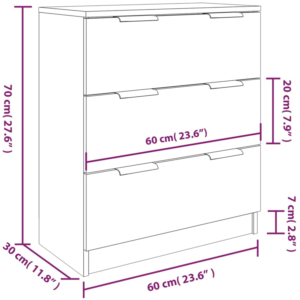vidaXL 2 Door 7 Drawer Sonoma Oak Wide Sideboard Image 6