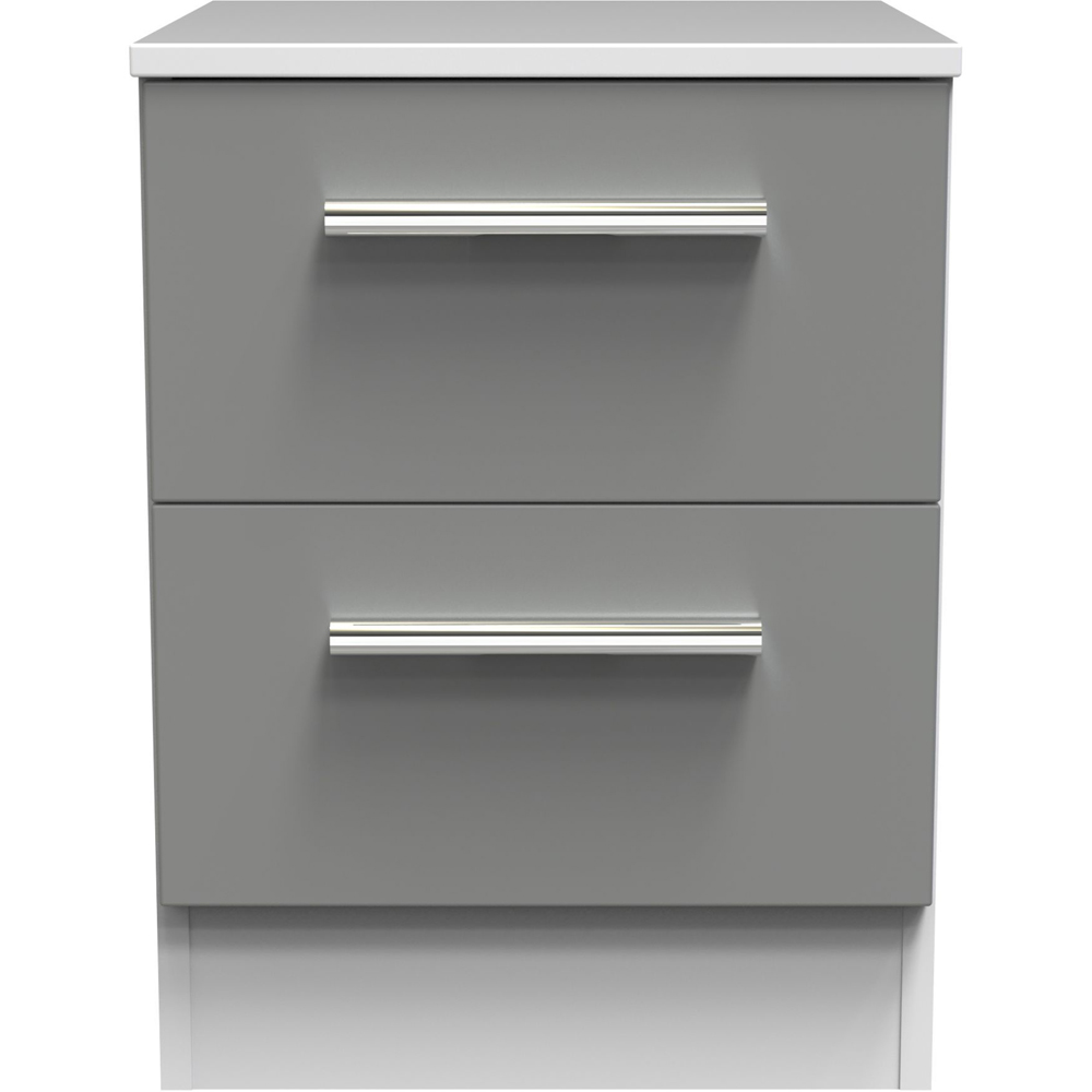 Crowndale Contrast 2 Drawer Dusk Grey and White Compact Bedside Cabinet Ready Assembled Image 6