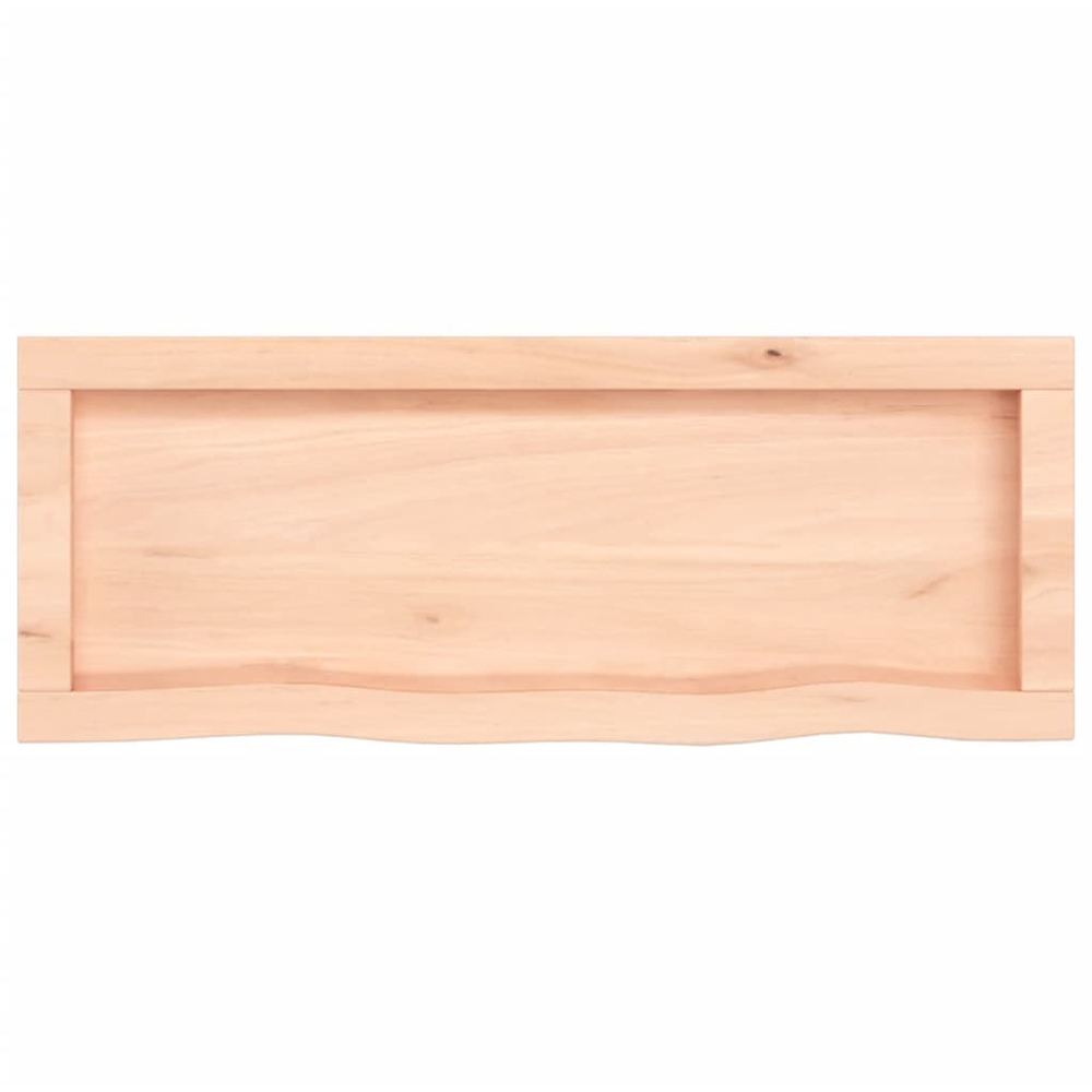 vidaXL 80cm Natural Untreated Solid Oak Wood Floating Wall Shelf Image 4