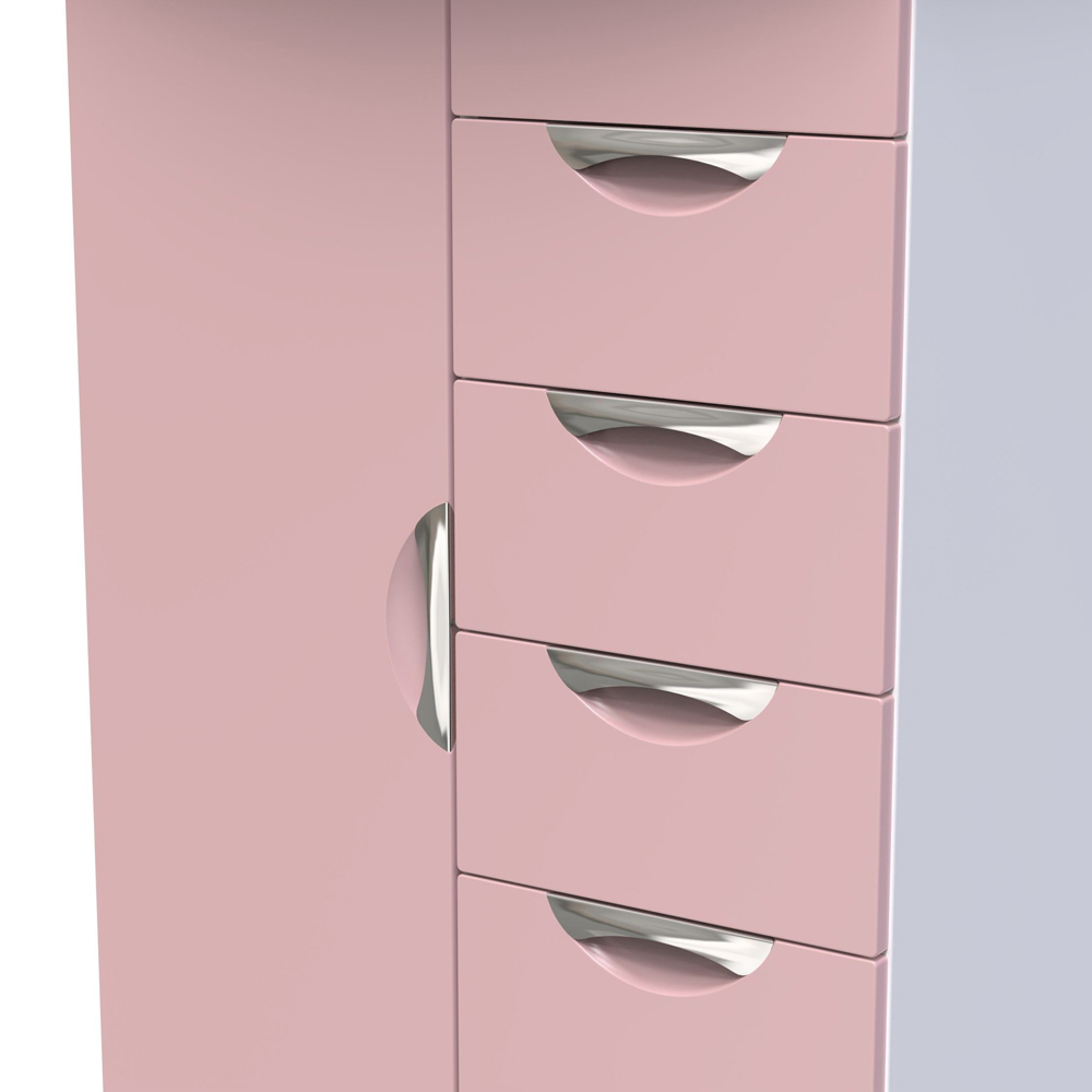 Crowndale Camden Single Door 6 Drawer Kobe Pink and White Kids Wardrobe Ready Assembled Image 6