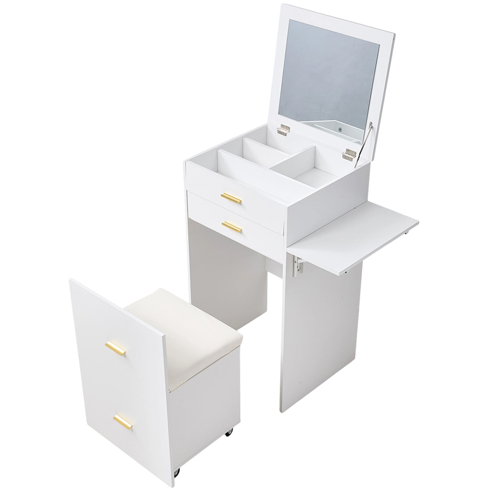 Living and Home Vanity Table Set with Flip Top Mirror and Rolling Stool Image 2