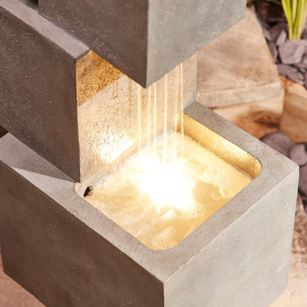 Serenity Cascade 3-Tier LED Water Feature with Planter Image 7