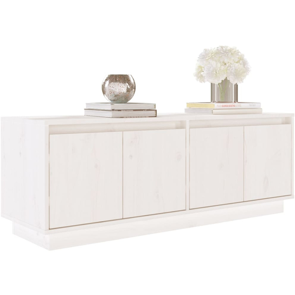 vidaXL 4 Door White Solid Pine TV Cabinet Image 3