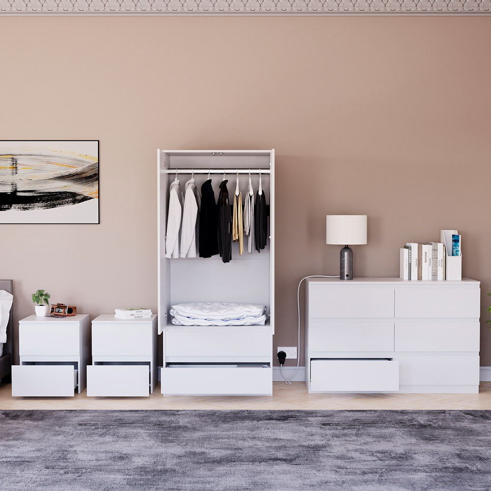 Denver White 4 Piece Bedroom Furniture Set Image 3