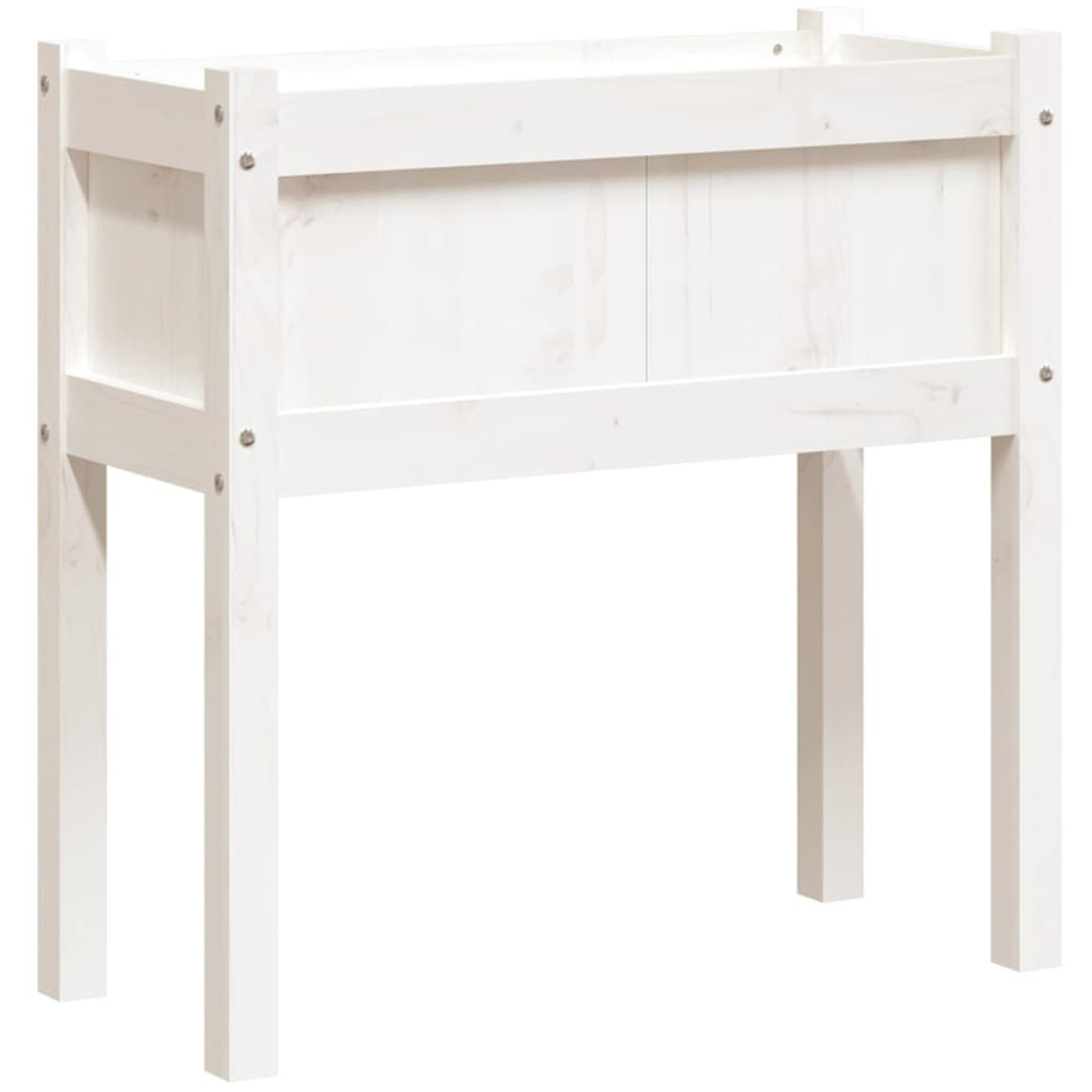 vidaXL White Solid Pine Wood Garden Planter with Legs 71 x 70 x 31cm Image 6