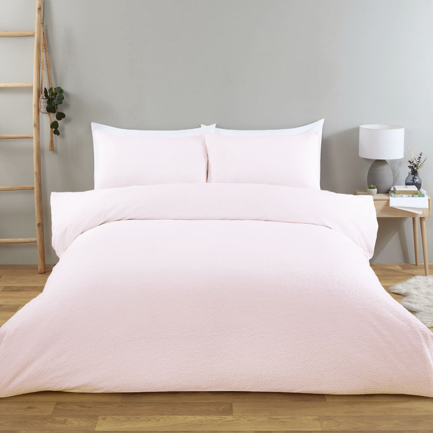 Elise Crinkle Duvet Set - Pink / King Image 1