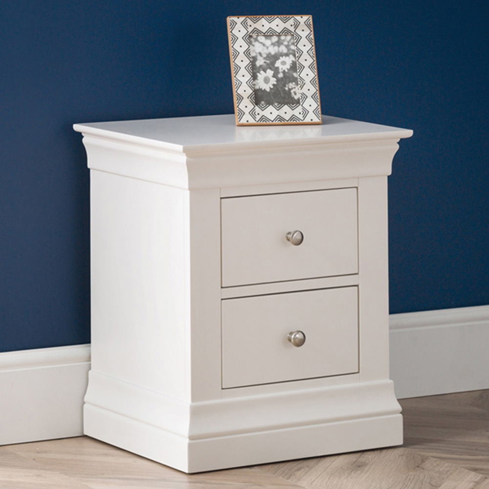 Julian Bowen Clermont 2 Drawer Surf White Bedside Table Image 1