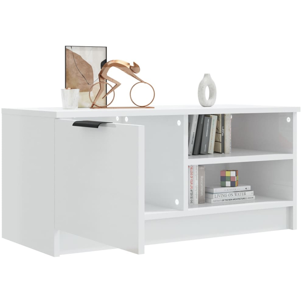 vidaXL Single Door 2 Shelf White TV Cabinet Image 3