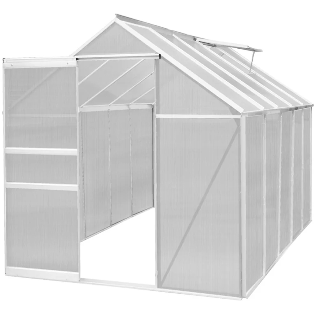 MonsterShop Silver Polycarbonate 6 x 10ft Greenhouse Image 1