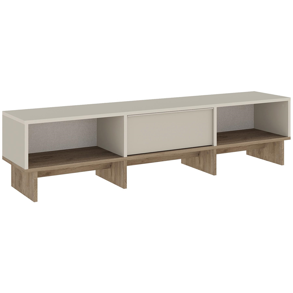 Decortie Yuki Single Flip Down Door 2 Open Shelf Sandstone TV Unit Image 2