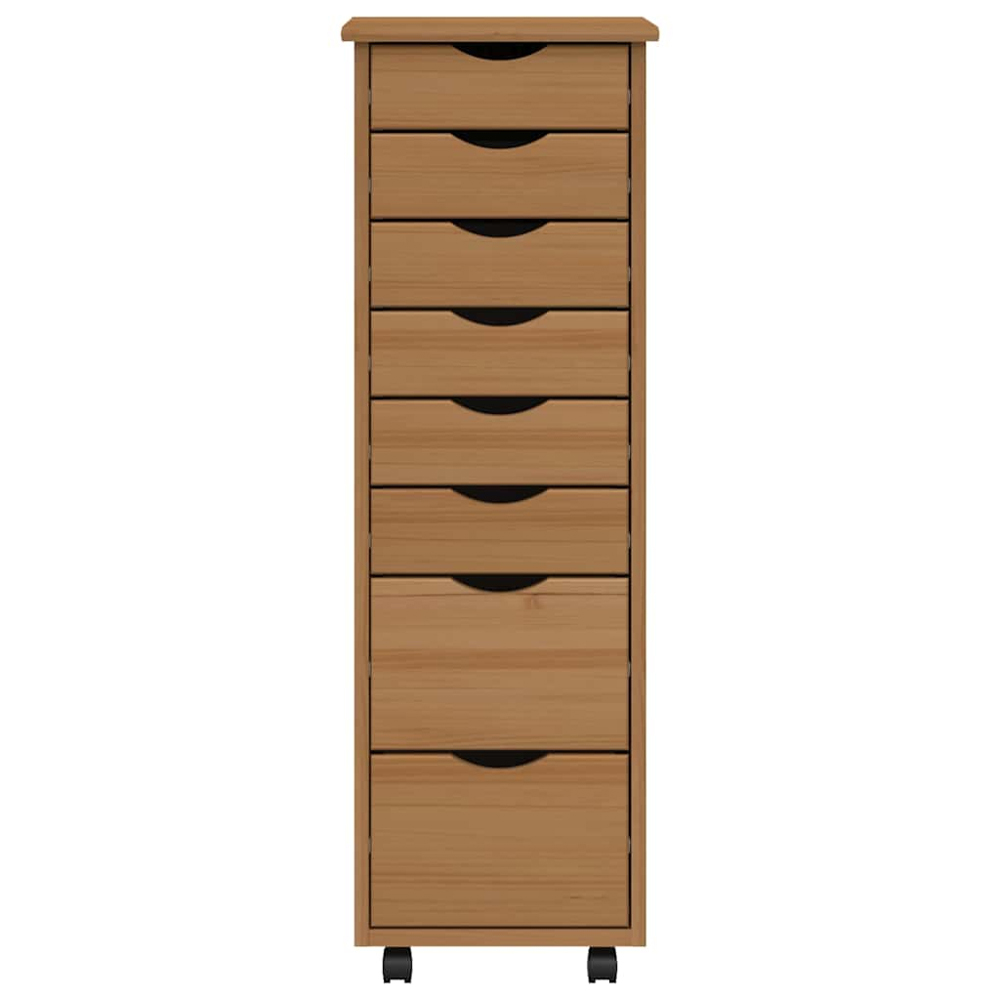 vidaXL 8 Drawer Brown Rolling Storage Cabinet Image 3