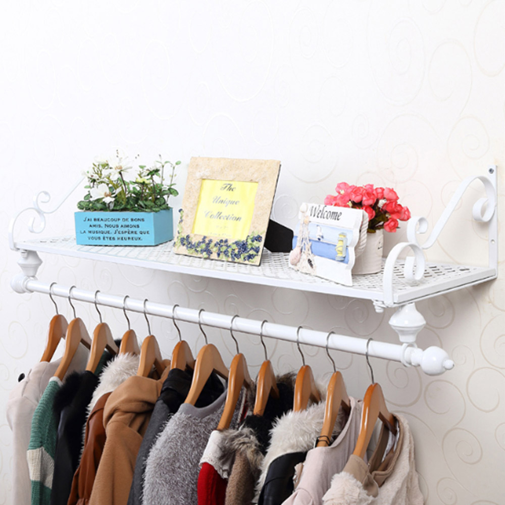 Living and Home Wall Mounted White Garment Hanging Rail 60cm Image 5