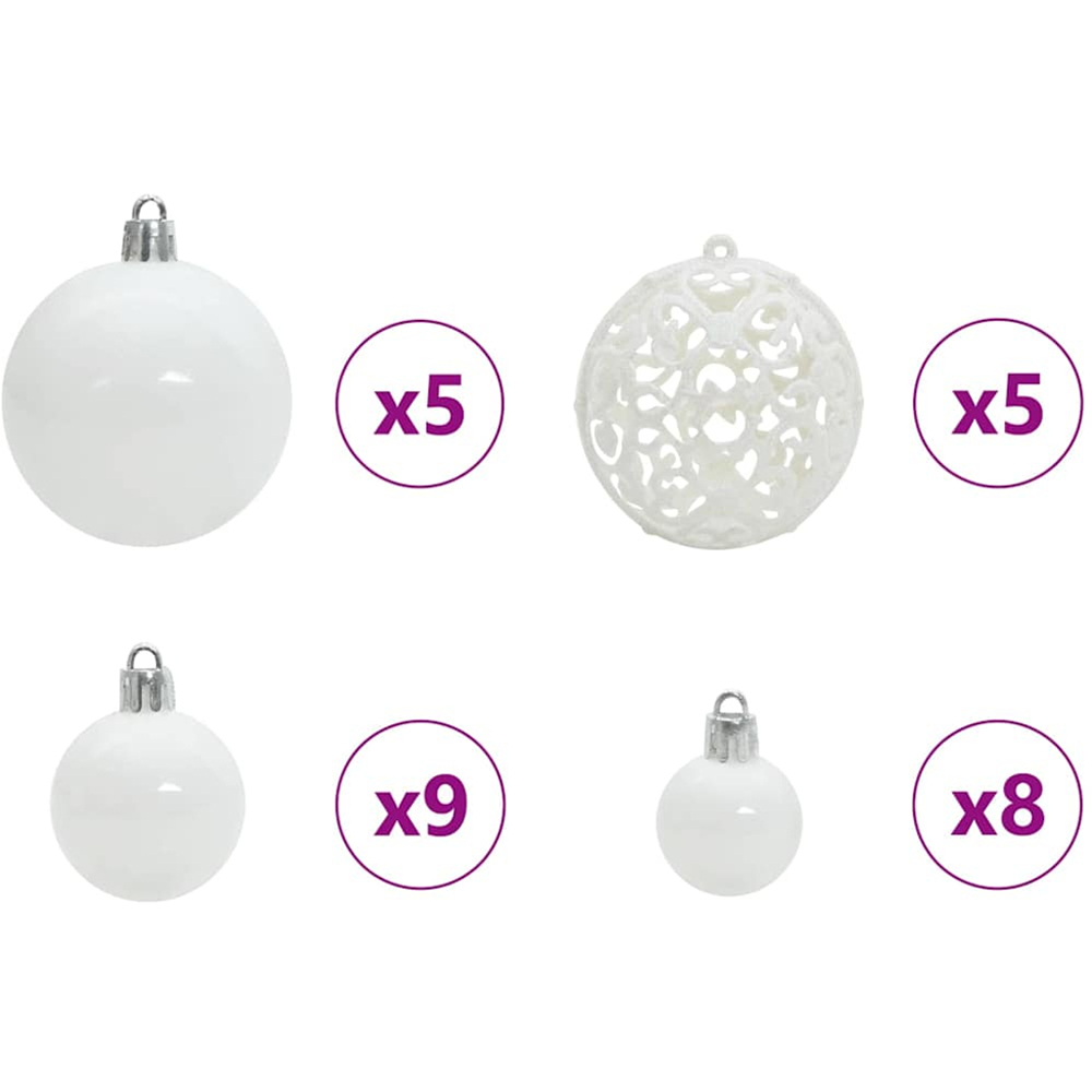 vidaXL Green Snow Flocked Artificial Christmas Tree with LEDs White Decoration Ornaments 5ft Image 8