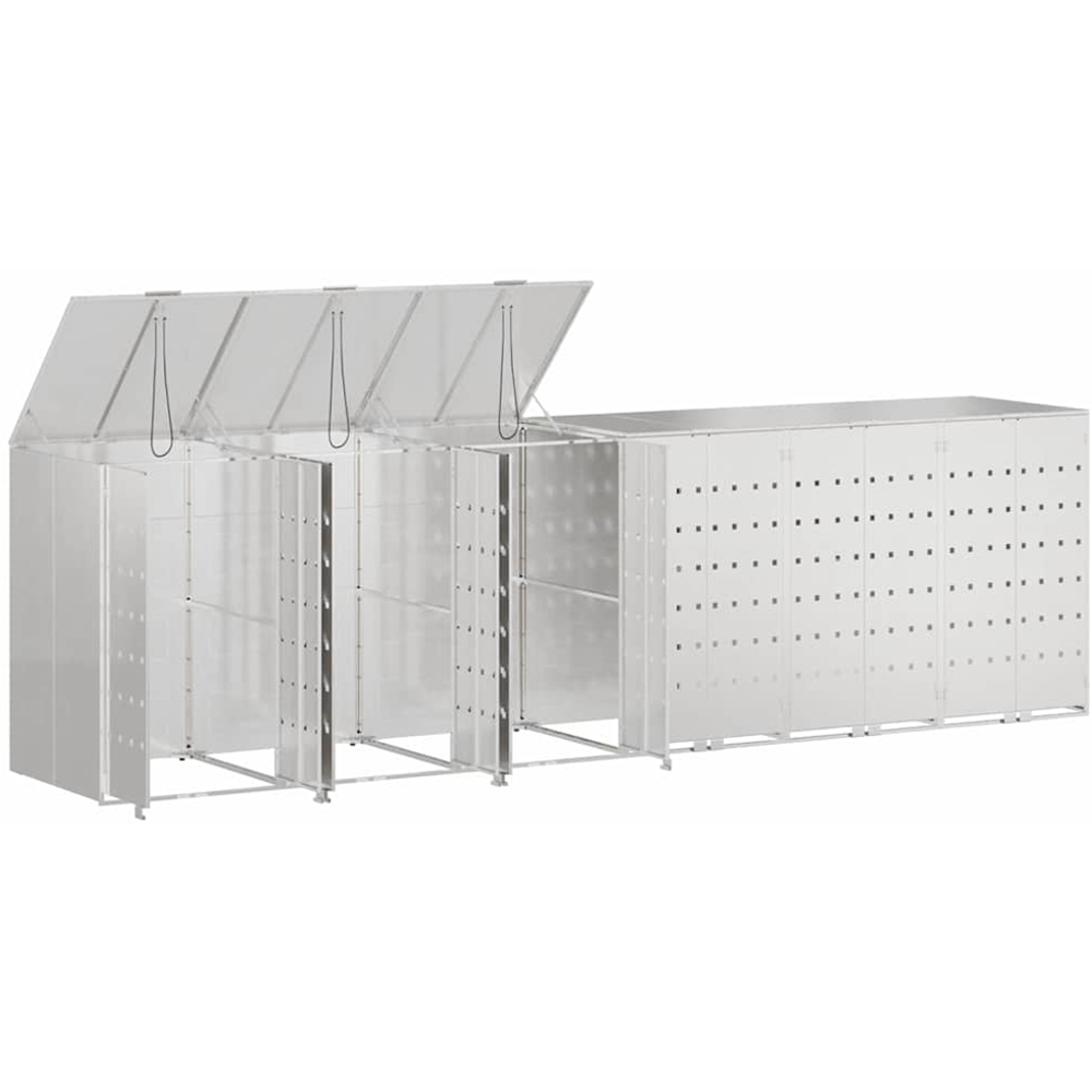 vidaXL Silver 6 Wheelie Bin Storage Shed Image 5