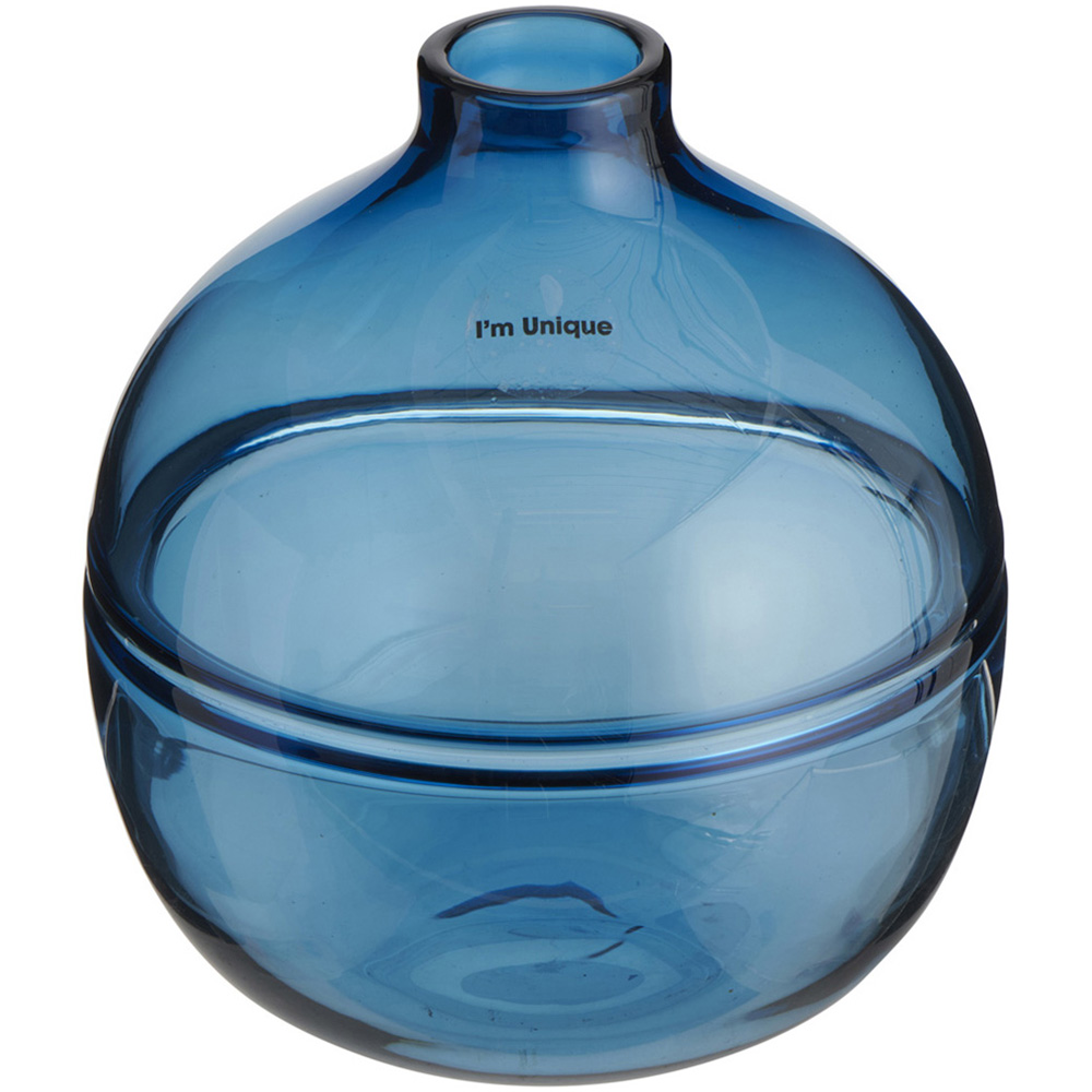 Wilko Round Blue Swirl Glass Vase Wilko
