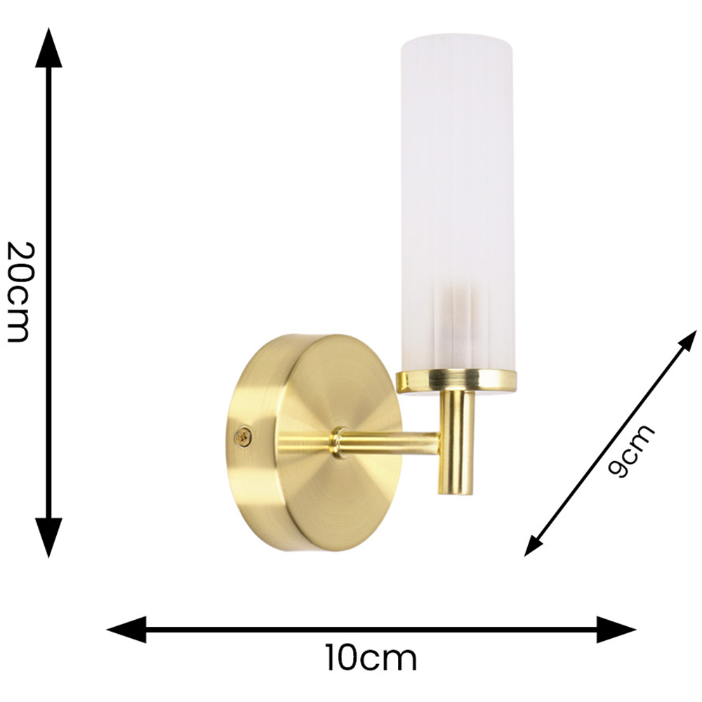 ValueLights Canya Matte Gold Frosted Reeded Glass LED Wall Light 2 Pack Image 7