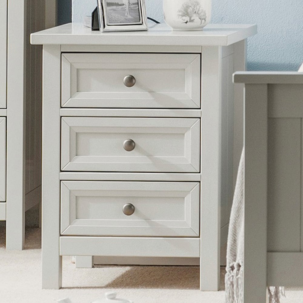 Julian Bowen Maine 3 Drawer Dove Grey Bedside Table Image 1