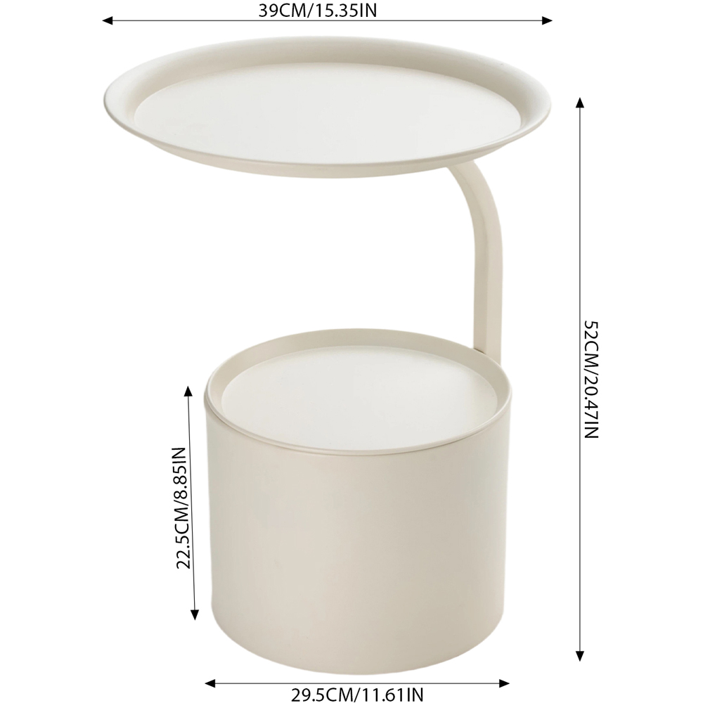 Living and Home Cream White Round Storage Side Table Image 9