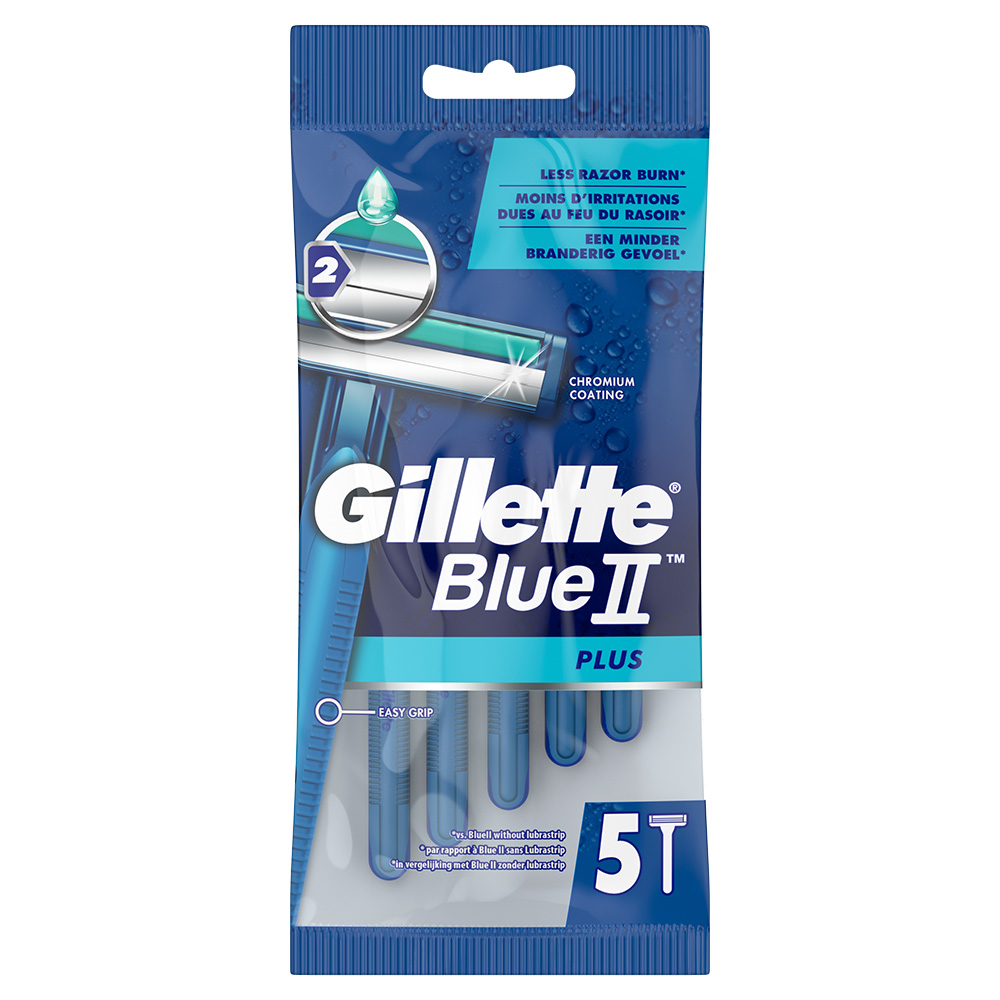 Gillette Blue II Plus Disposable Razors 5 Pack Image 1