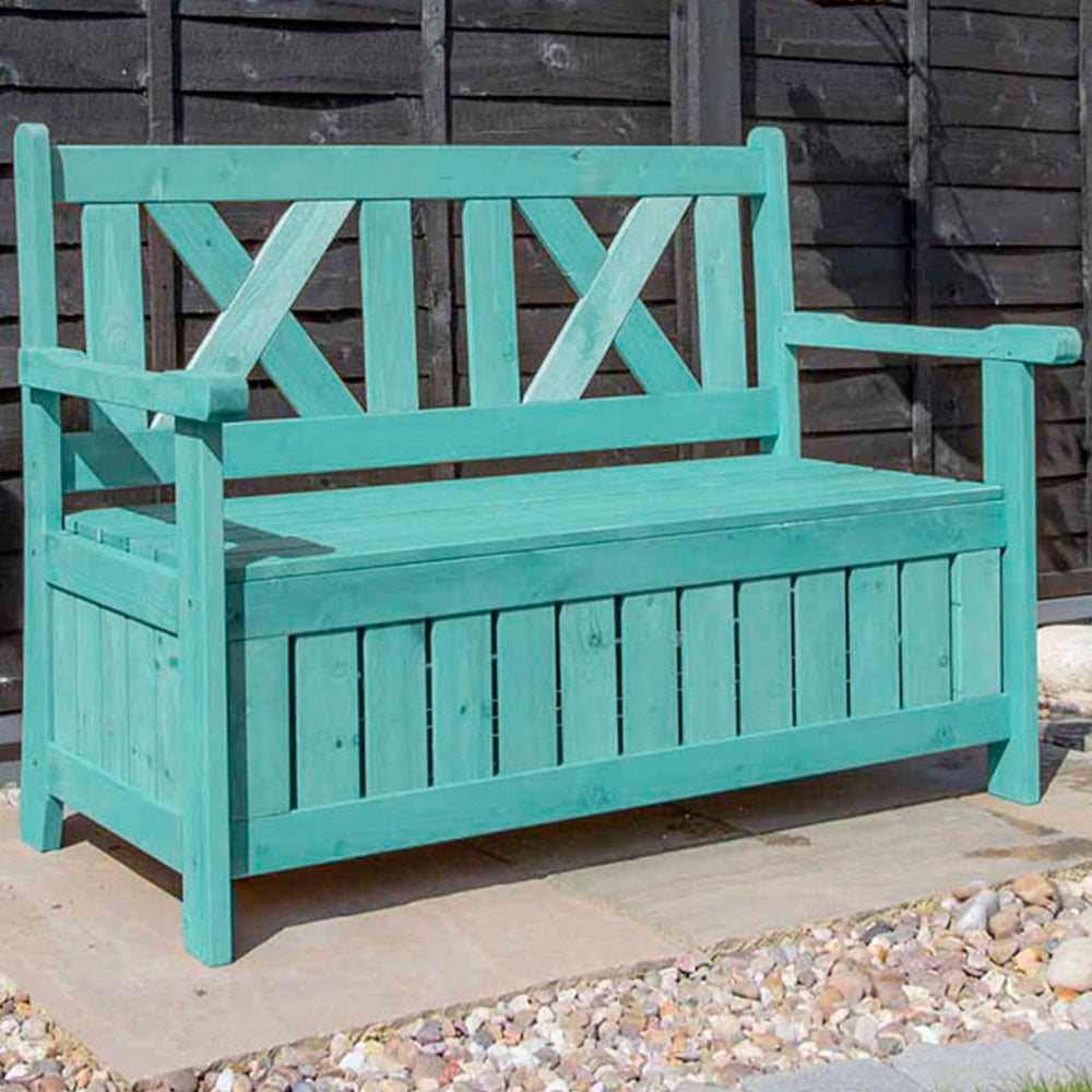 Jack Stonehouse Green Wooden Storage Bench Image 1