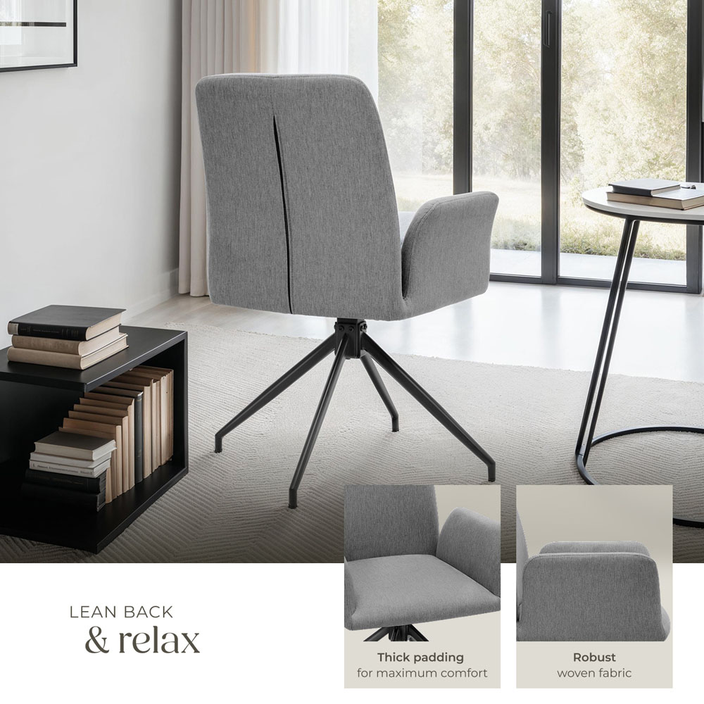 tectake Daya Set of 2 Anthracite Upholstered Swivel Chair Image 5