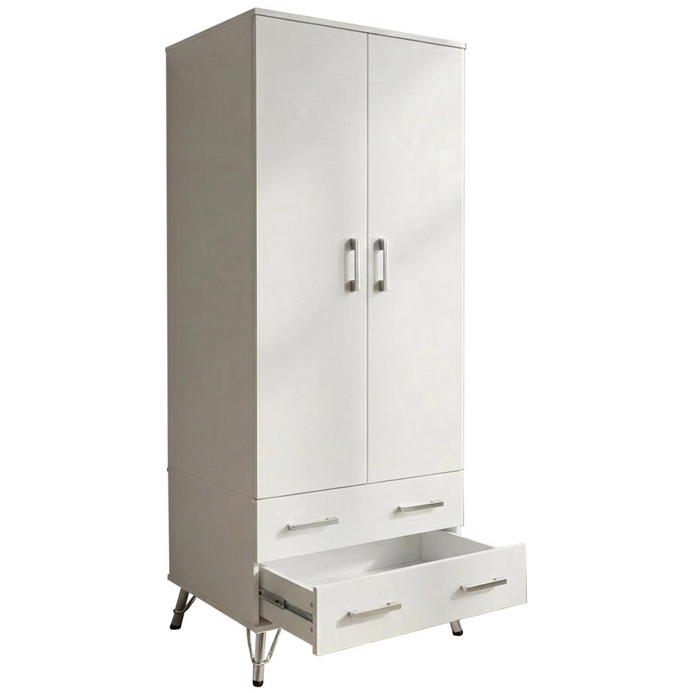 FWStyle Maldon 2 Door 2 Drawer White Wardrobe Image 3