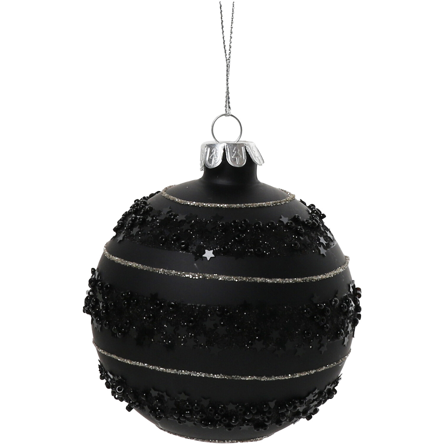 Chic Noir Matt Black and Gold Christmas Bauble Image 2