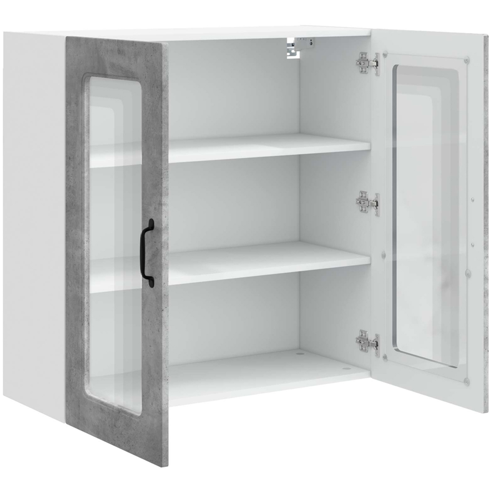 vidaXL 2 Glass Door Concrete Grey Kitchen Wall Cabinet Image 5