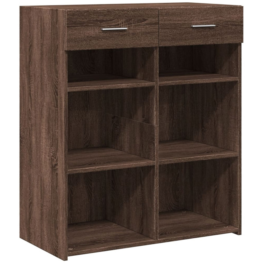 vidaXL 2 Drawer 6 Shelf Brown Oak Sideboard Image 2