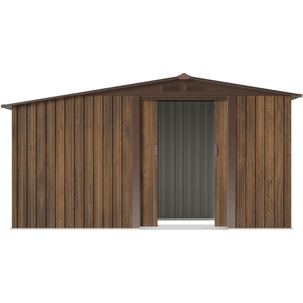 Living and Home 4 x 8ft Wood Grain Finish Apex Garden Shed with Log Storage Image 6