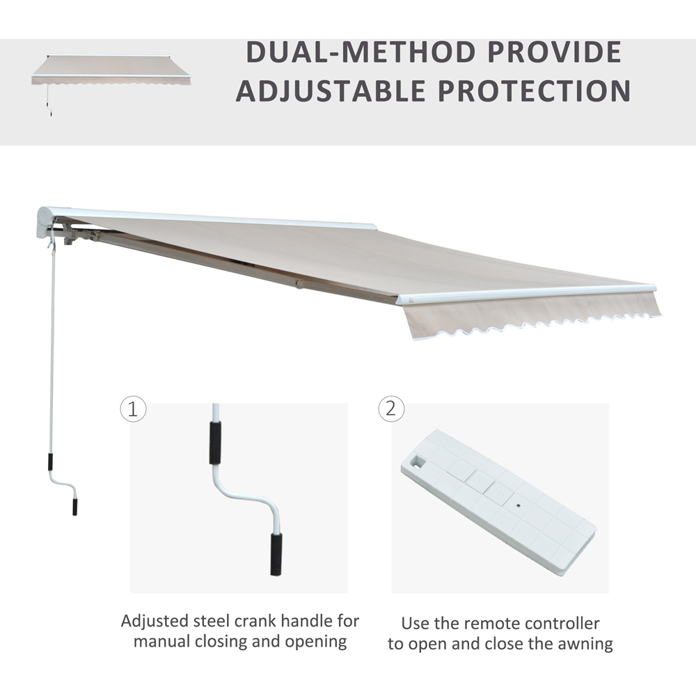 Outsunny Cream White Manual and Electric Retractable Awning 3.5 x 2.5m Image 4