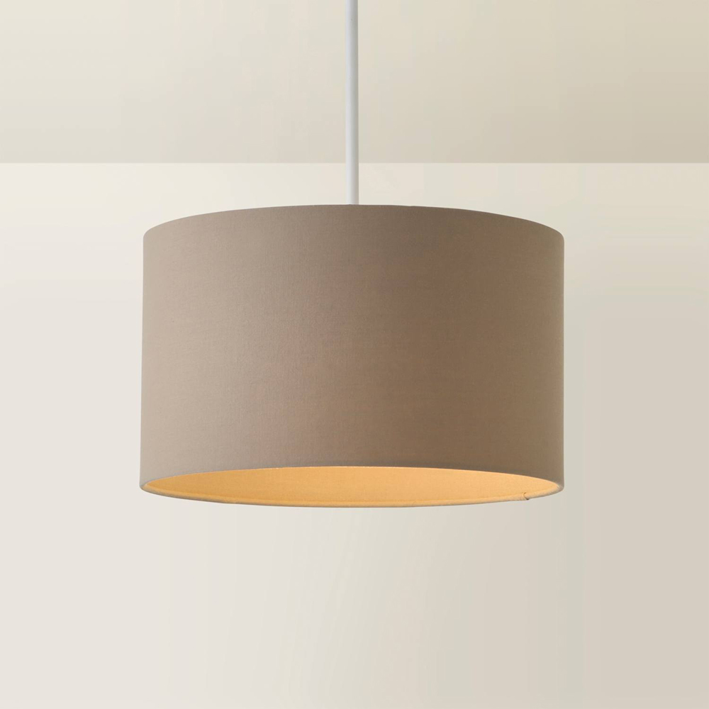 ValueLights Reni Taupe Fabric Small Drum Ceiling Lamp Shade Image 5